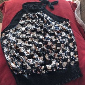 Black and silver silk top